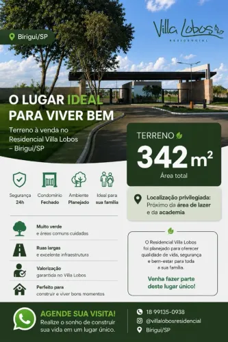 Terreno 342m² - Residencial Villa Lobos