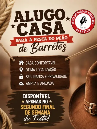 Alugo casa para o segundo final de semana da festa do peão