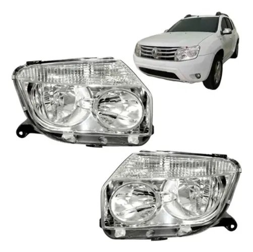 Farol Renault Duster 2012 2013 2014 2015 Cromado Par