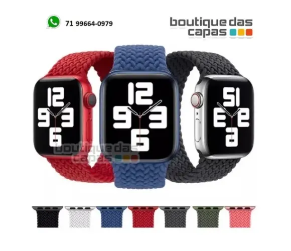 Pulseira Silicone loop solo Trançada compatível com Watch 42 44 45 49mm