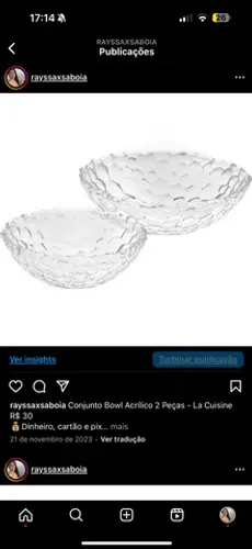 Conjunto Bowl Acrílico 2 Peças - La Cuisine R$ 30