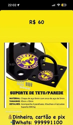 Suporte para trx e corda naval R$ 60