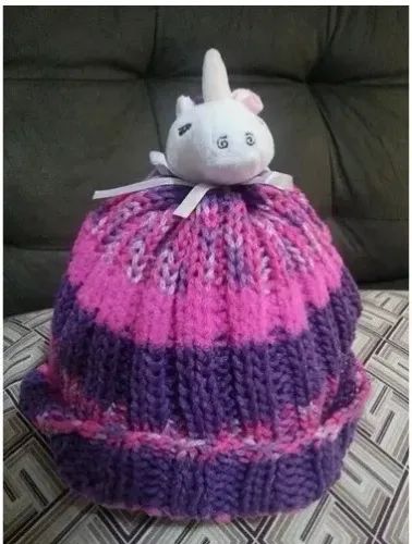 Gorro touca unicórnio tricô acessório infantil