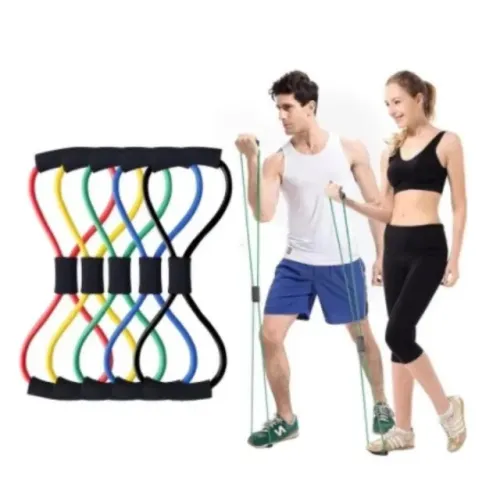 Elástico 8 Para Malhar Extensor Academia Treino Pilates Fit Exercícios Braço Perna
