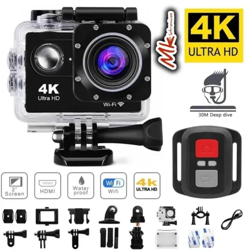 Câmera de Ação 4K Ultra HD com Wi-Fi e Acessórios