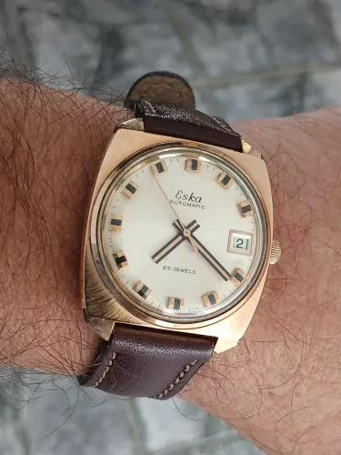Relógio suíço Eska Automatic 25 Jewels Vintage década de 60 raro raro