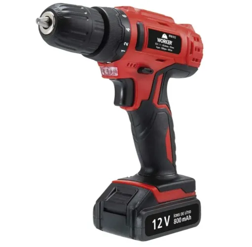 Parafusadeira/furadeira bateria 12V bivolt com maleta 13 peças R$ 306,00 À vista