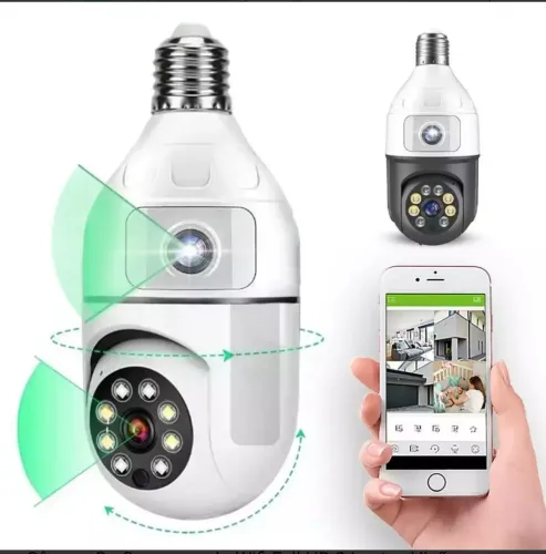 Câmera de segurança de bocal com duas lentes