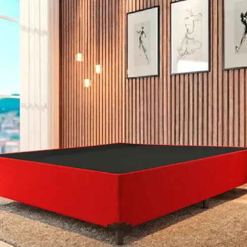 base casal  box cor vermelha - novas nova    casal 138x188 - novas - entregamos