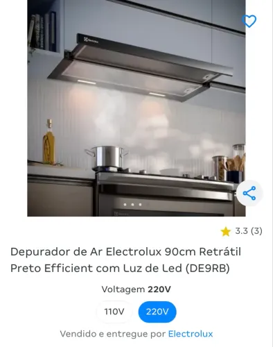 Depurador slim Electrolux novo 90cm 220v cor preta