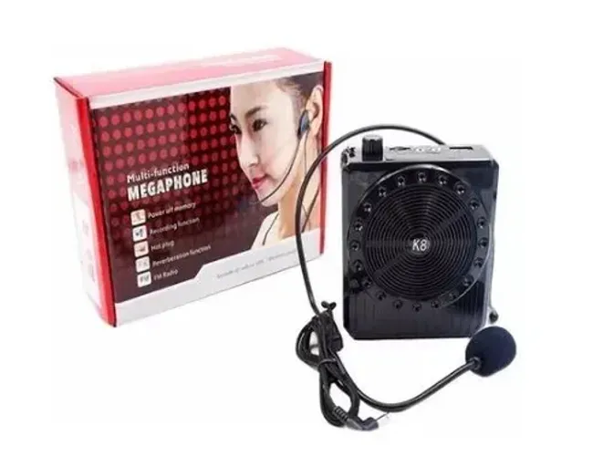 Caixa de Som Mp3 Rádio com Micrfone Megaphone Amplicador de Voz