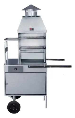 Carrinho de espetinho Móvel em Aço Inox com Rodas