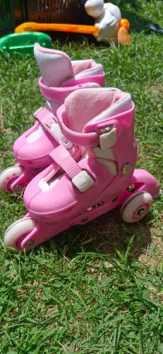 Patins rosa infantil 3 rodas do tam 27 ao 30