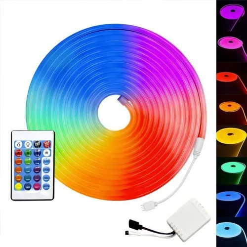 Fita LED Neon RGB 5 Metros com Controle Remoto