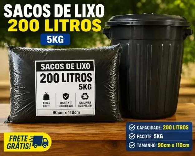 SACOS DE LIXO 200 LITROS REFORÇADO 0,12