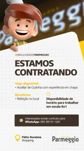 Contrata-se auxiliar de cozinha.