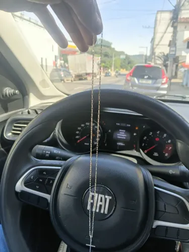 Cordão de prata com pingente 60cm