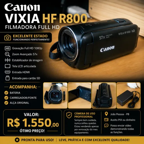 Canon VIXIA HF R800 Full HD + Bateria + Carregador | Excelente Estado
