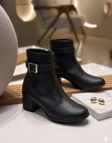 Coturno preto bota feminina