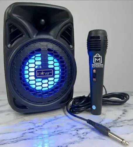 CAIXA DE SOM BLUETOOTH + MICROFONE KIT KARAOKE