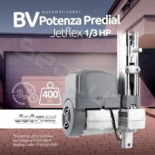 Motor de Portão Eletrônico Basculante PPA BV Portenza JetFlex de 3 seg, 400 kG, Instalado.