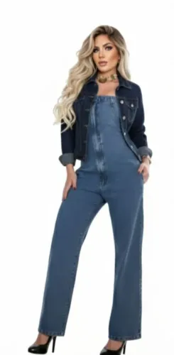 Macacão Tomara que Caia Jeans Feminino Calça flare jeans feminina Tamanho 44