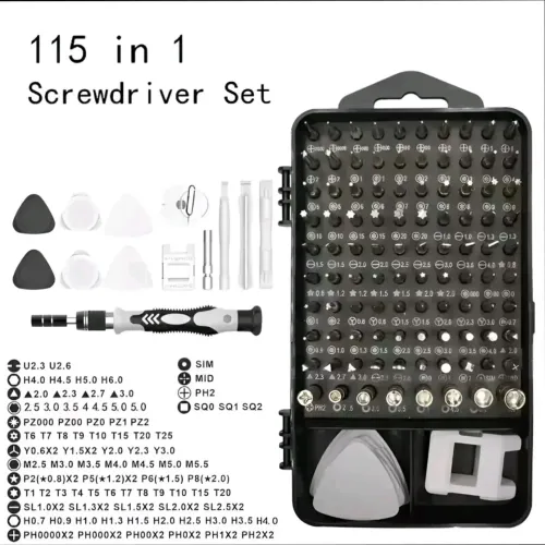 Kit Chave de Fenda de Precisão 115 em 1 - Reparo Celular e PC