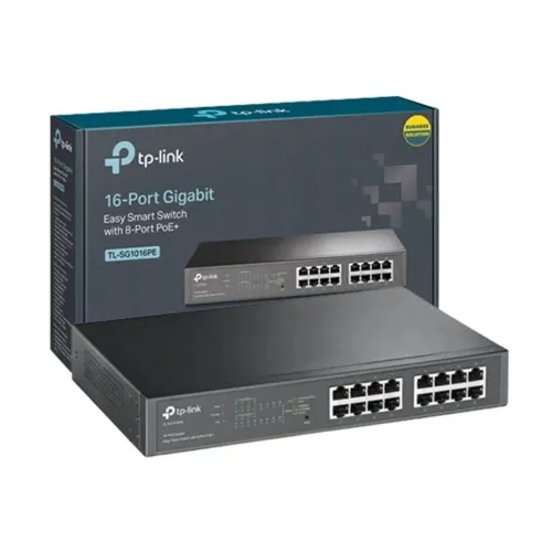 SWITCH TP LINK 16 PORTAS GIGABIT EASY SMART 8 PORTAS PRETO EXCELENTE SEMI NOVO