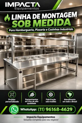 Mesas inox para hamburgueria, pizzaria cozinha industrial