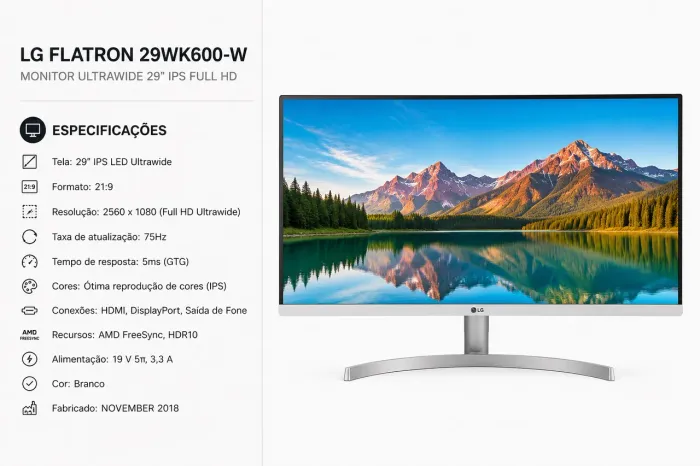 Monitor LG FLATRON Ultrawide 29? IPS Full HD 29WK600-W