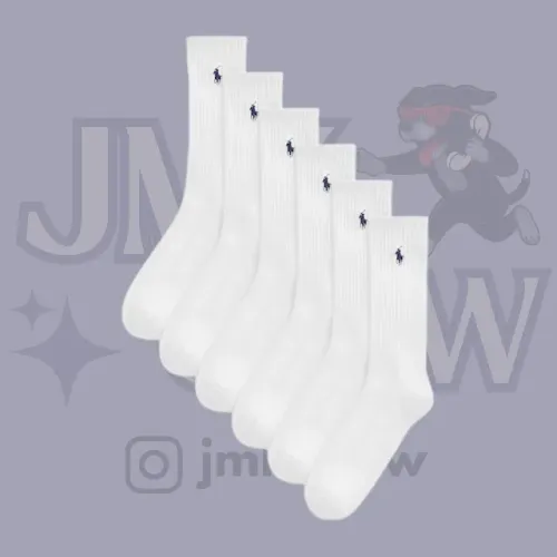 Meias Polo Ralph Lauren Classic Sport Brancas | Kit 3 pares