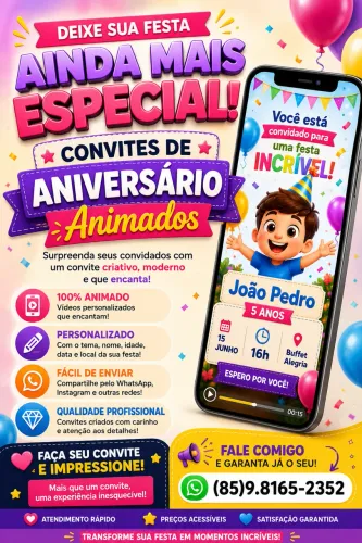 Convite de Aniversário Animados