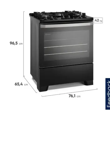 Fogão 5 bocas electrolux preto efficient mesa de vidro (fe5gb)