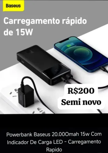 Carregador Portátil 20000mAh 15W
