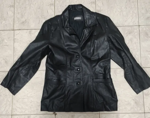 Jaqueta Blazer de Couro Legítimo Feminino 