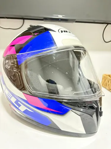 Capacete Helt Polar Aero Azul/Rosa - Muito Conservado