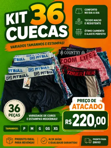 Kit 36 Cuecas Microfibra Sensitive - Elastano