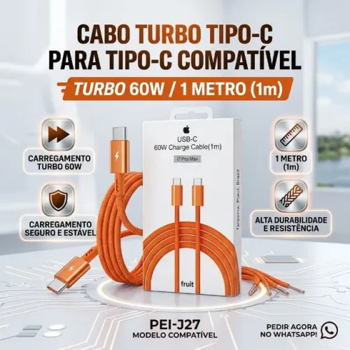 CABO USB TIPO-C PARA TIPO-C 60W 1M (ESTILO BRAID premium)