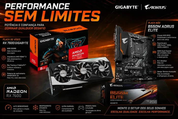 KIT GAMER, PLACA DE VÍDEO + PLACA MÃE