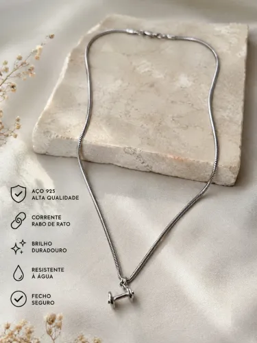Corrente e pulseira de prata 925, modelo italiano, com pingente