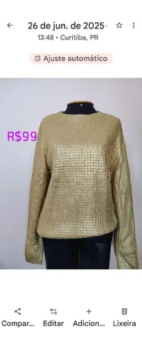 Tricô resinada prata e dourada 