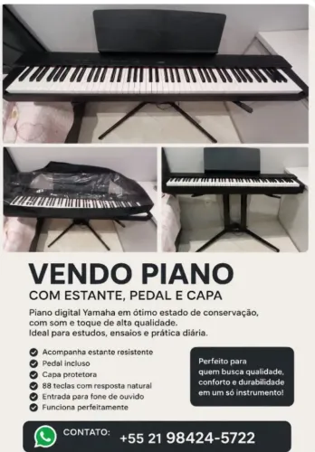 Piano Yamaha Digital P225B, 88 teclas