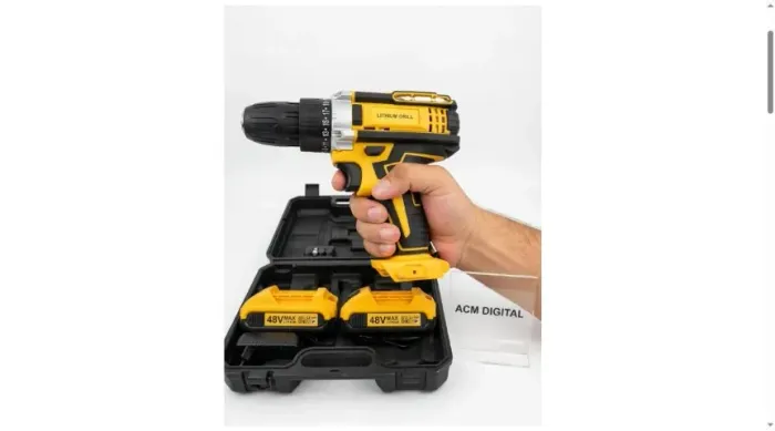 Parafusadeira Furadeira Sem Fio 48V MAX 2 Baterias Maleta 24 Peças - Nova