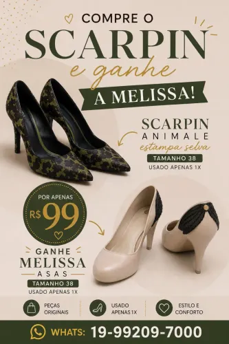 Compre 1 scarpin e ganhe 1 Melissa