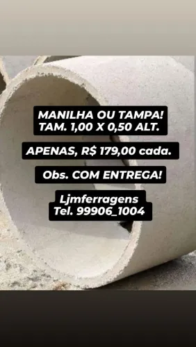 MANILHA OU TAMPA 1,00X50. 