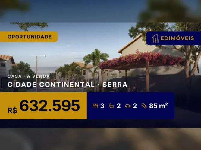Cidade Continental: Casa 3 quartos em condomínio fechado, conforto e segurança