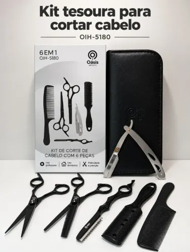 Kit de Tesouras para Corte de Cabelo 6 em 1 Oásis