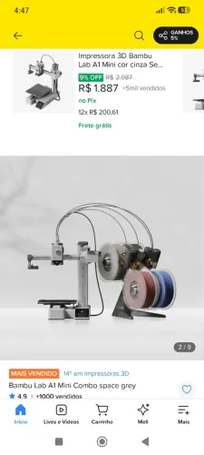 Impressora 3d a1 bambu mini combo pegar no sol nascente