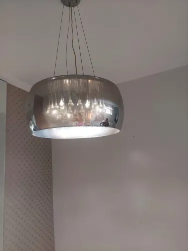 Lustre Pendente Cromado 50cm com Cristais e LED - Excelente Estado