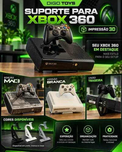 Suporte de Exibição para Xbox 360 + Controle | Organizador Gamer em Impressão 3D